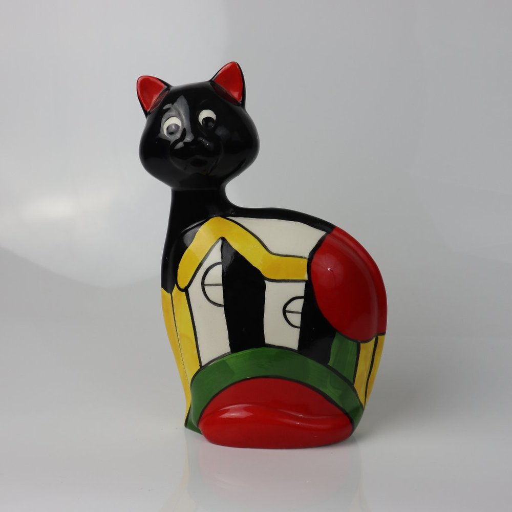 Turov Ceramic Unique Rare Art Hand Painted Cat Figurine Statue signed 1999.